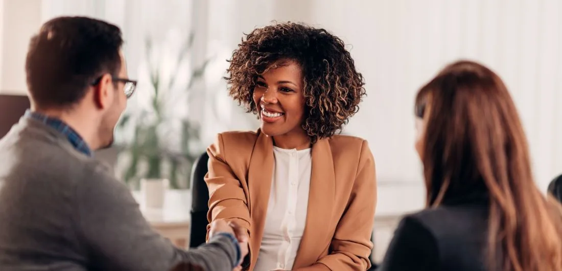 Client and agent handshake, signifying agreement